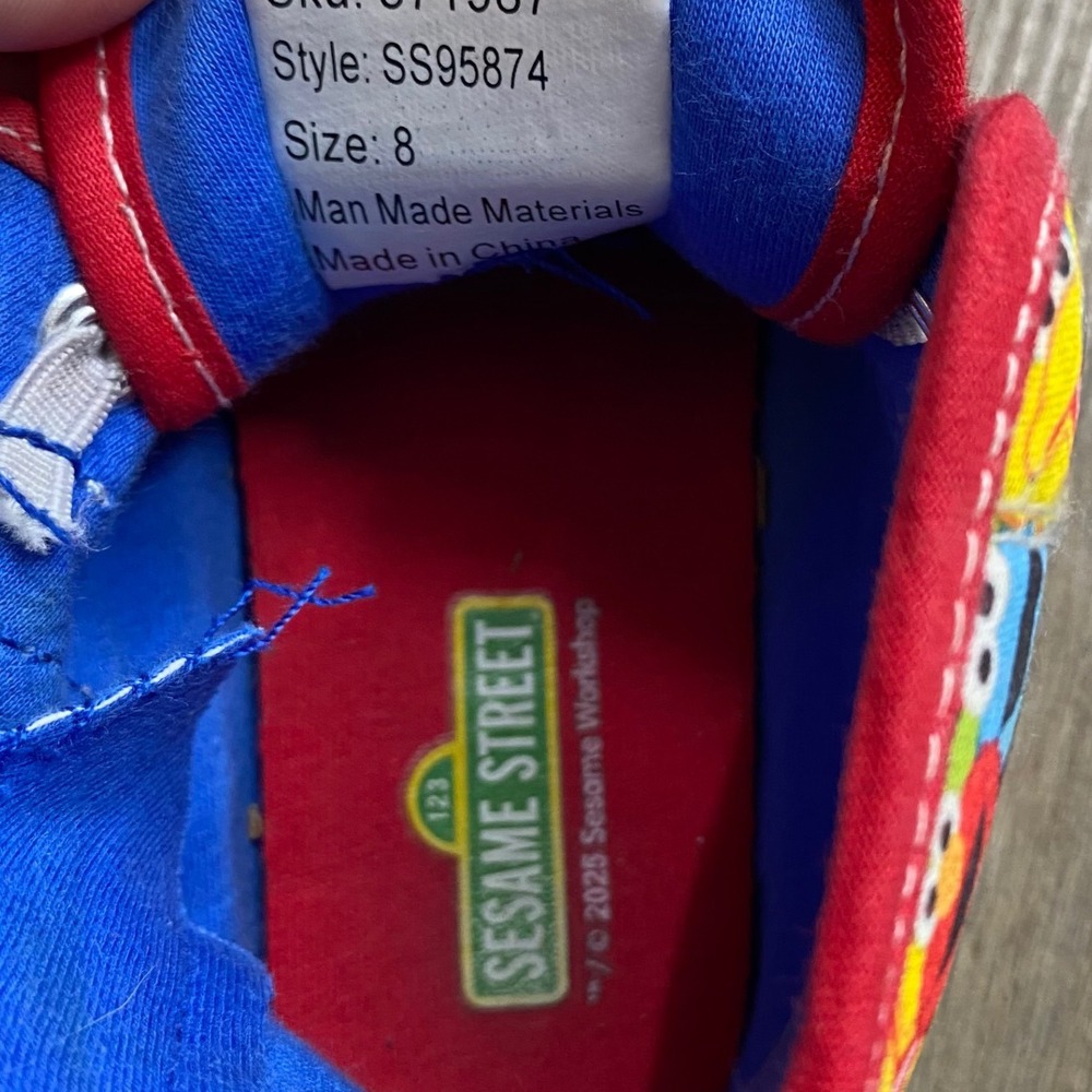 Sesame Street Kids High Top Sneakers Elmo Cookie Monster Character Shoes SIZE 8 - Picture 3 of 8